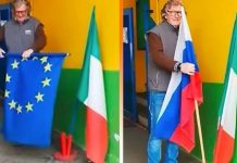 Италианци заменят флага на ЕС с флага на Русия! Защо ли? (видео)